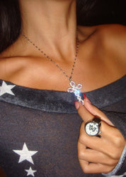 Scarlett Pink Silver Cross Necklace