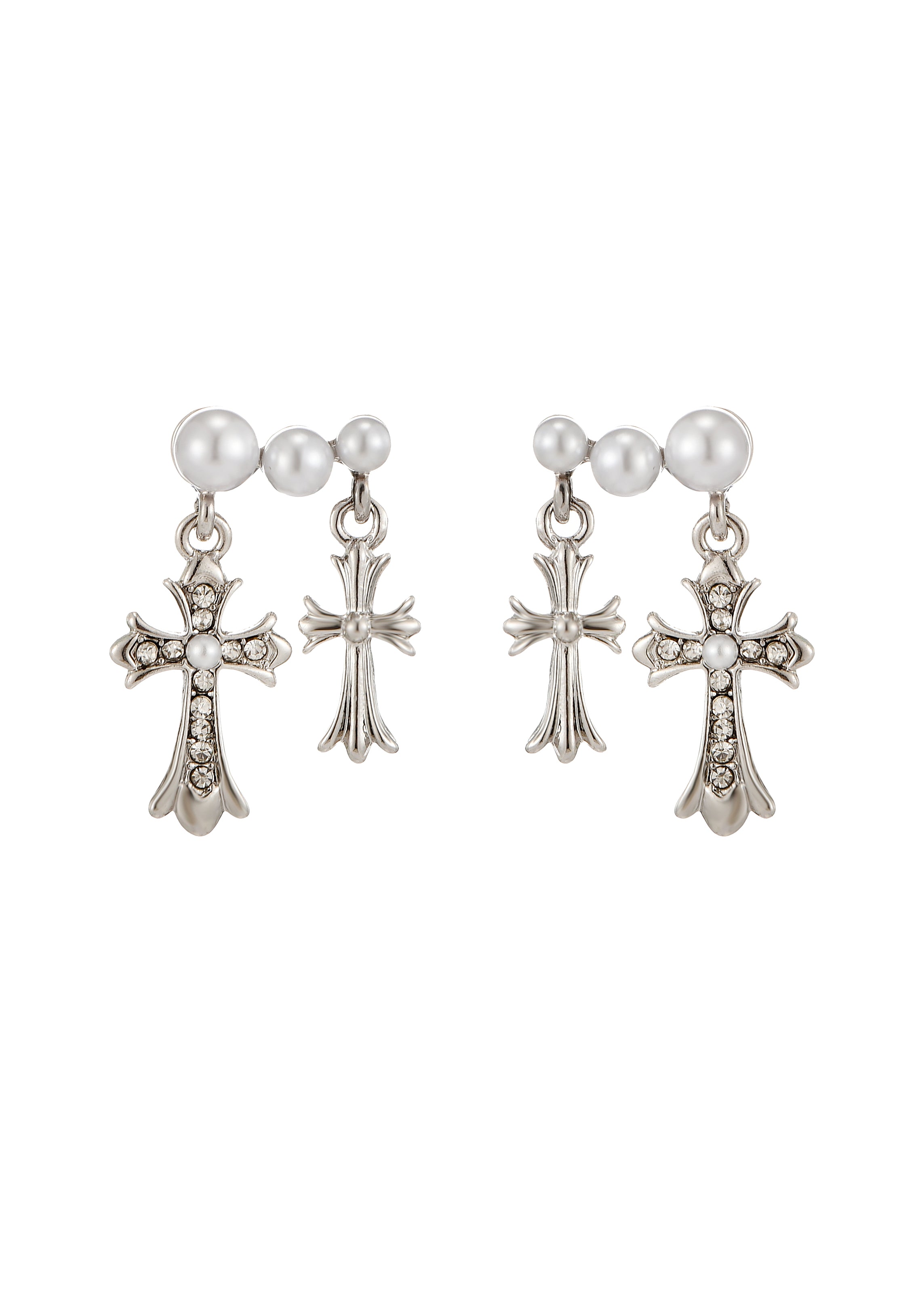 Val Duo Cross in Pearl Earrings