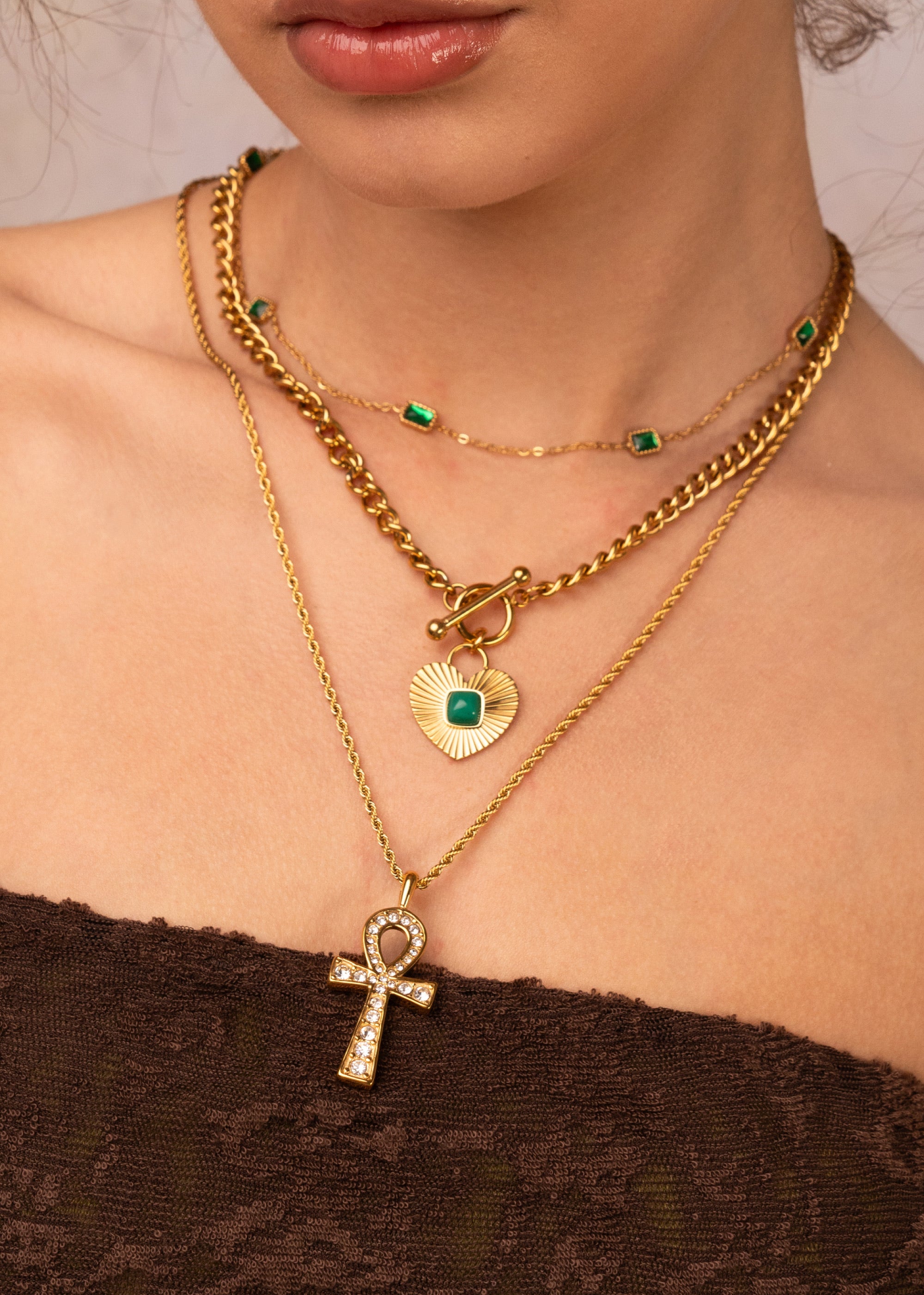 Glittering Ankh Silver Necklace