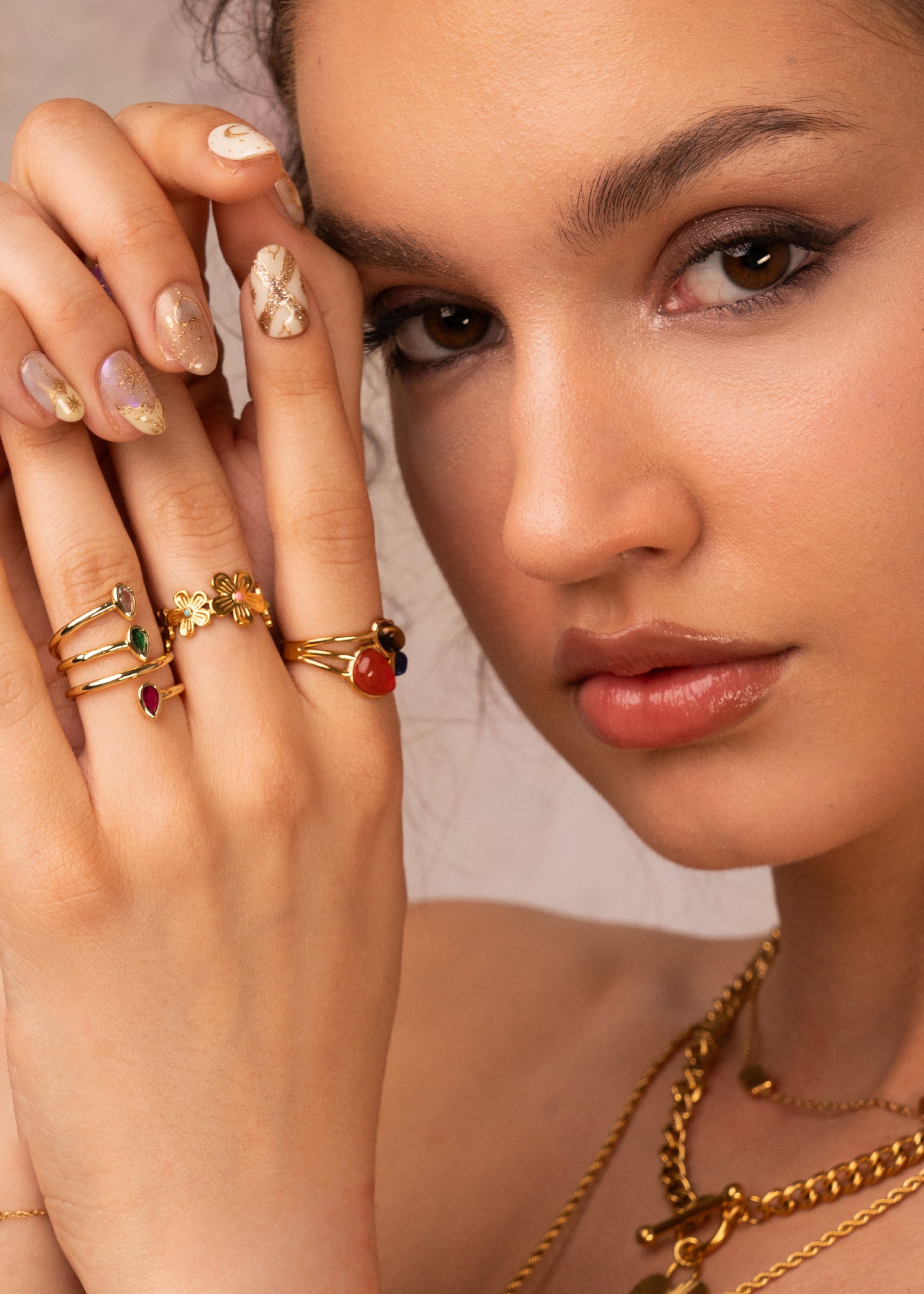 Jinn Colorful Stones Golden Ring