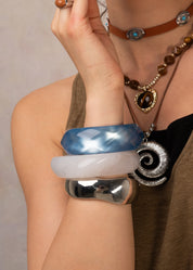 Tann Chunky Bangles Bracelet - Silver A