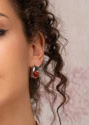 Tamara Red Silver Earrings