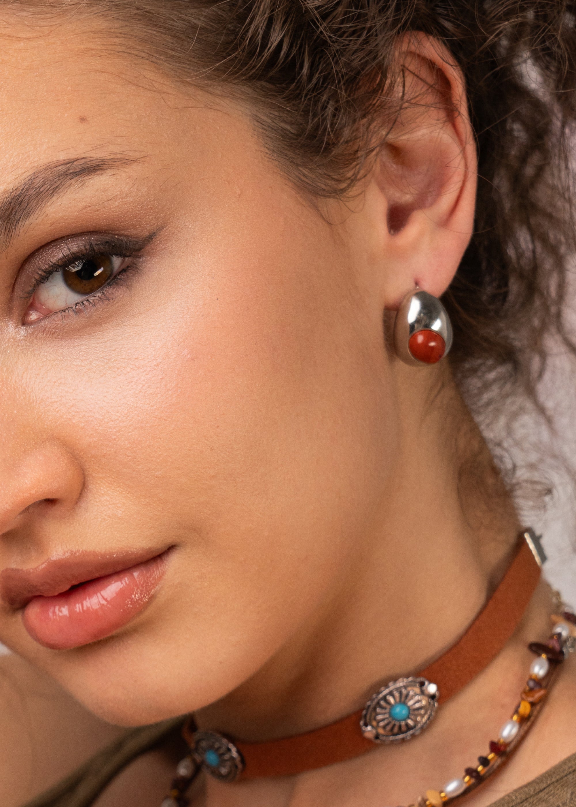 Tamara Red Silver Earrings