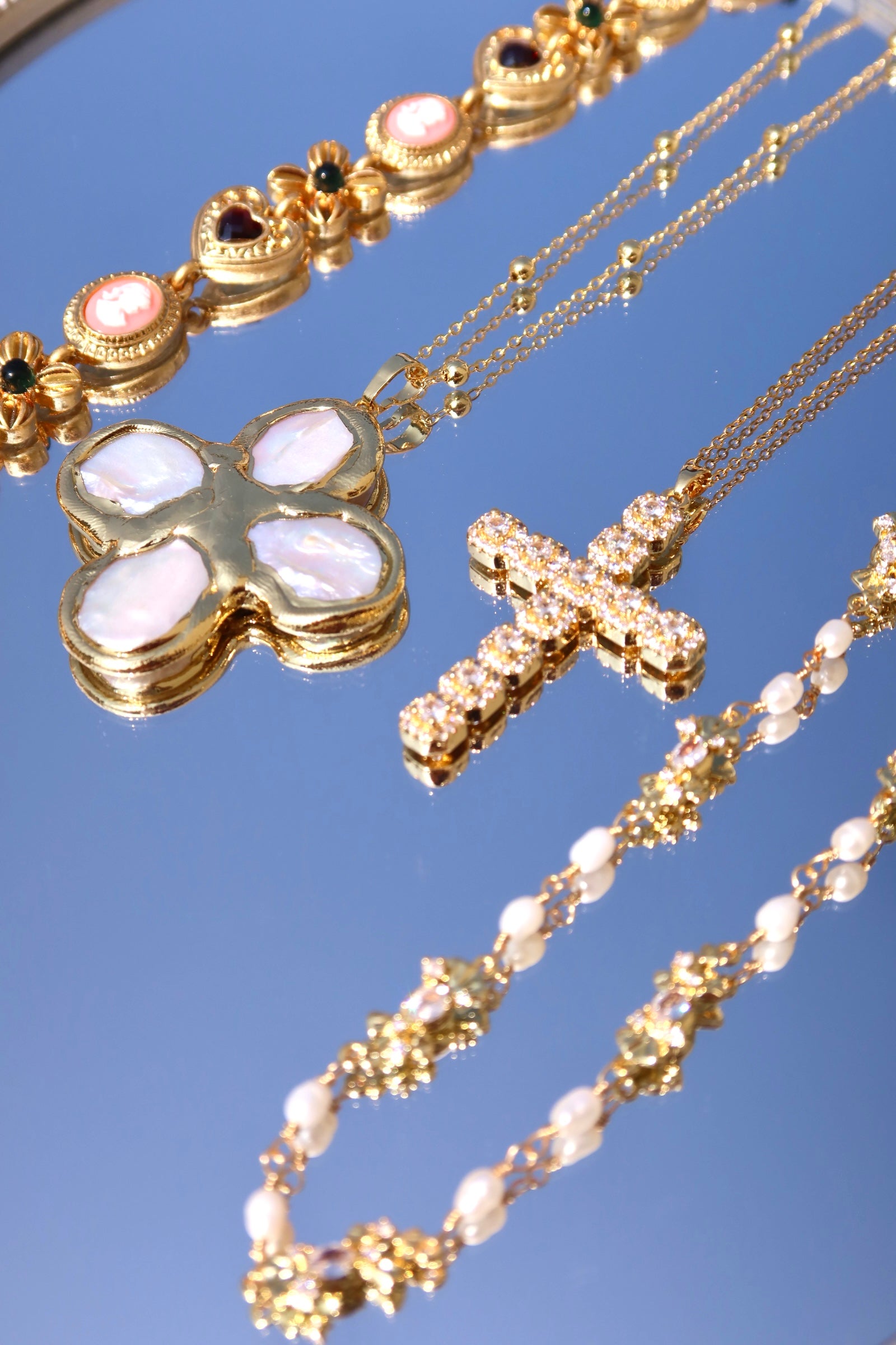 In Name of Rose White Cross Necklace