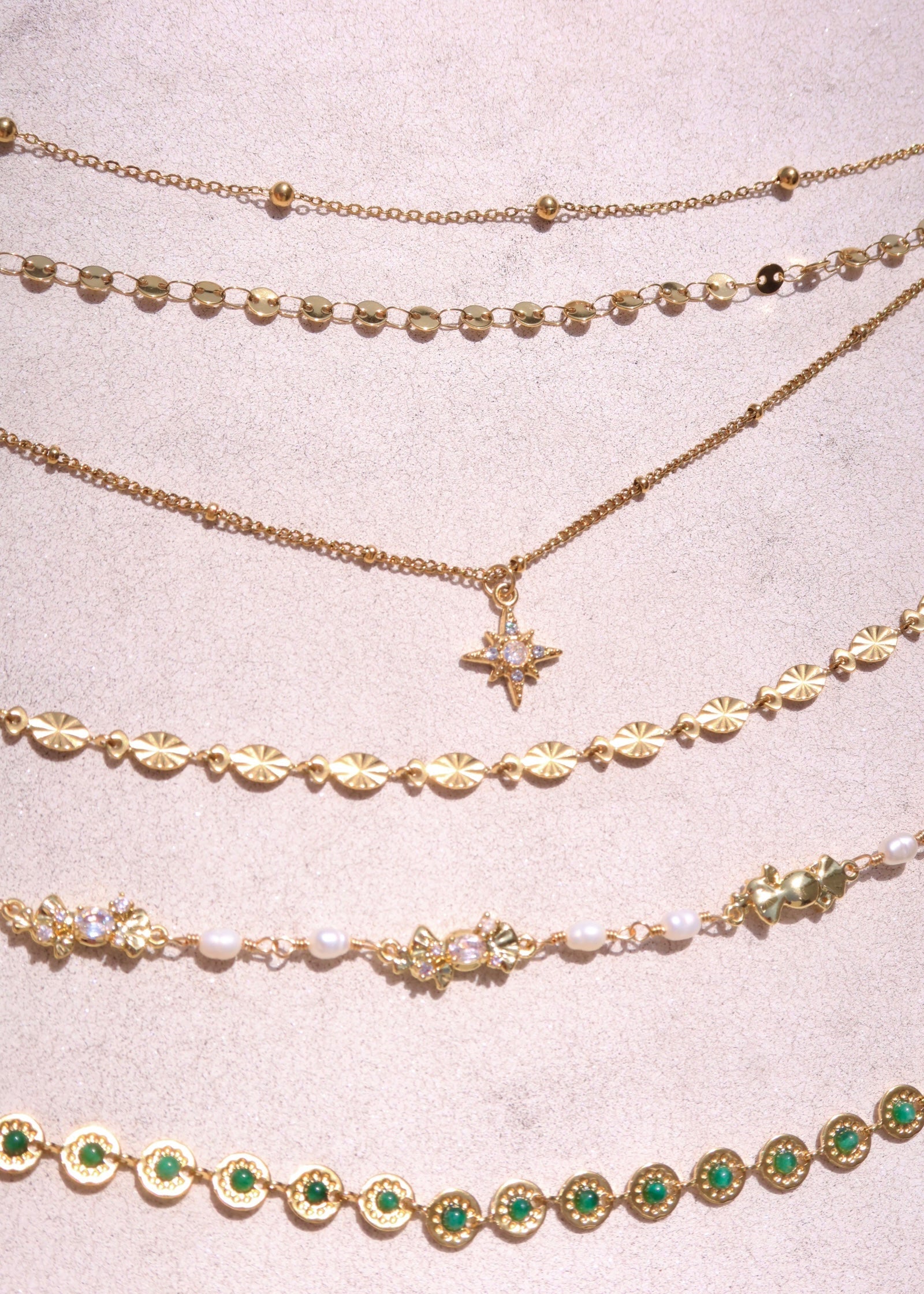 Star Trio-Layer Golden Chain Necklace