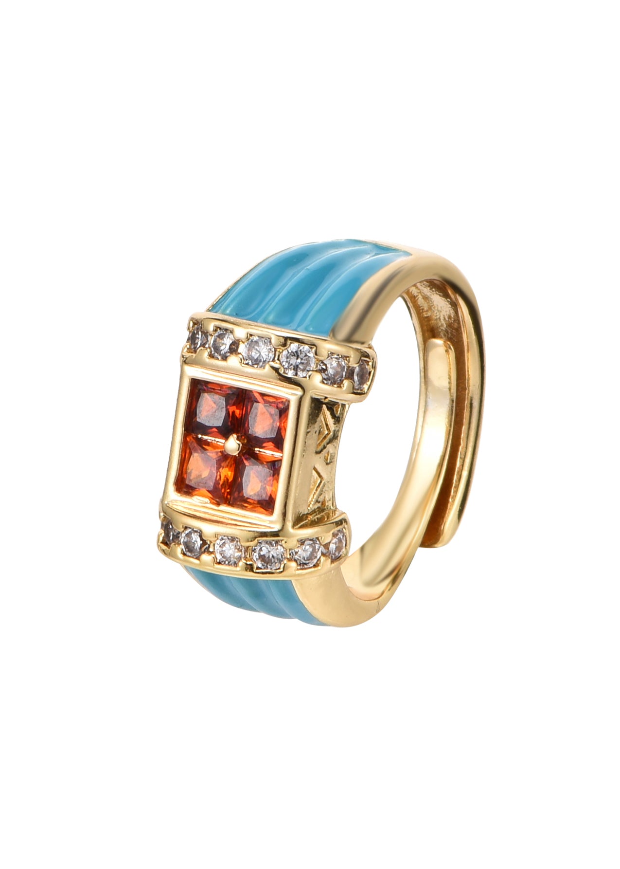 Manon Glittering Orange Blue Vintage Ring