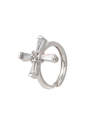 Anthony Crystal Cross Silver Ring