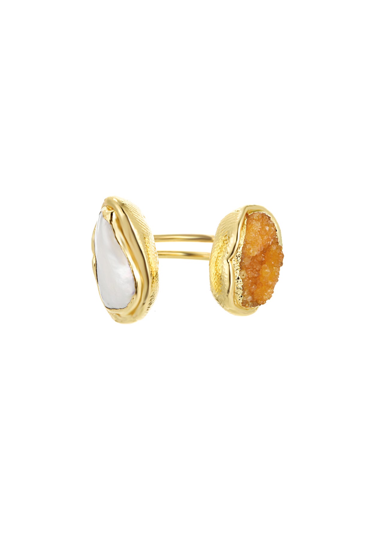 Hailey Orange Natural Stone Golden Ring