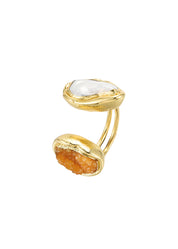 Hailey Orange Natural Stone Golden Ring