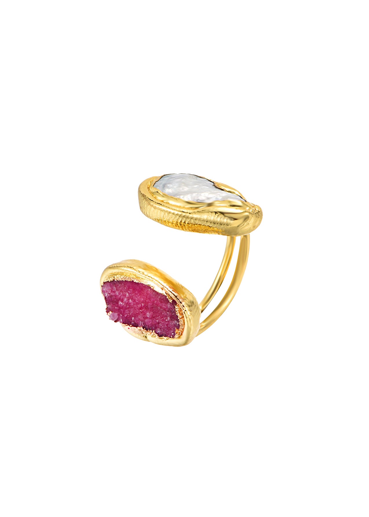 Hailey Pink Natural Stone Golden Ring