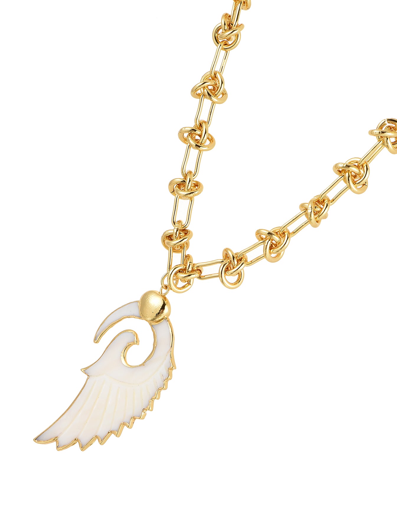 Lover's White Angel Wing Golden Necklace