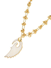 Lover's White Angel Wing Golden Necklace