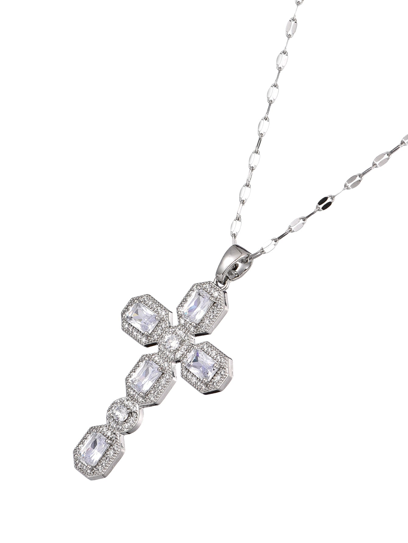 Scarlett White Silver Cross Necklace