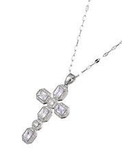 Scarlett White Silver Cross Necklace