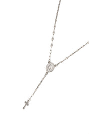 Martina Cross Long Chain Necklace - Silver