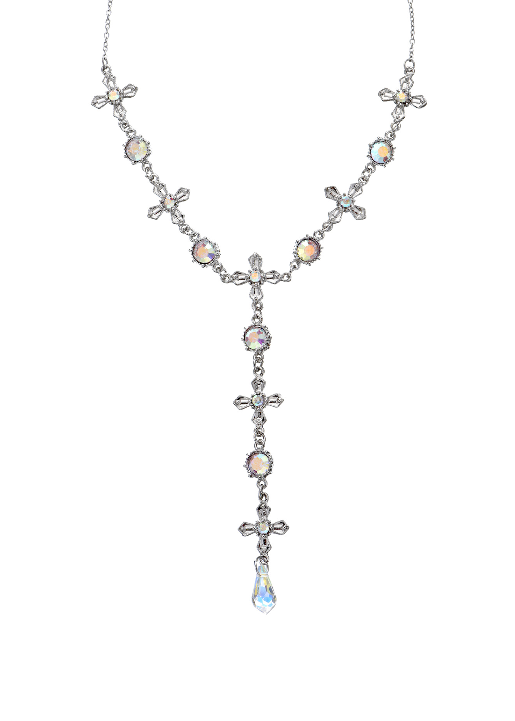 Meer Glittering Cross Silver Lariat Necklace – Vintage