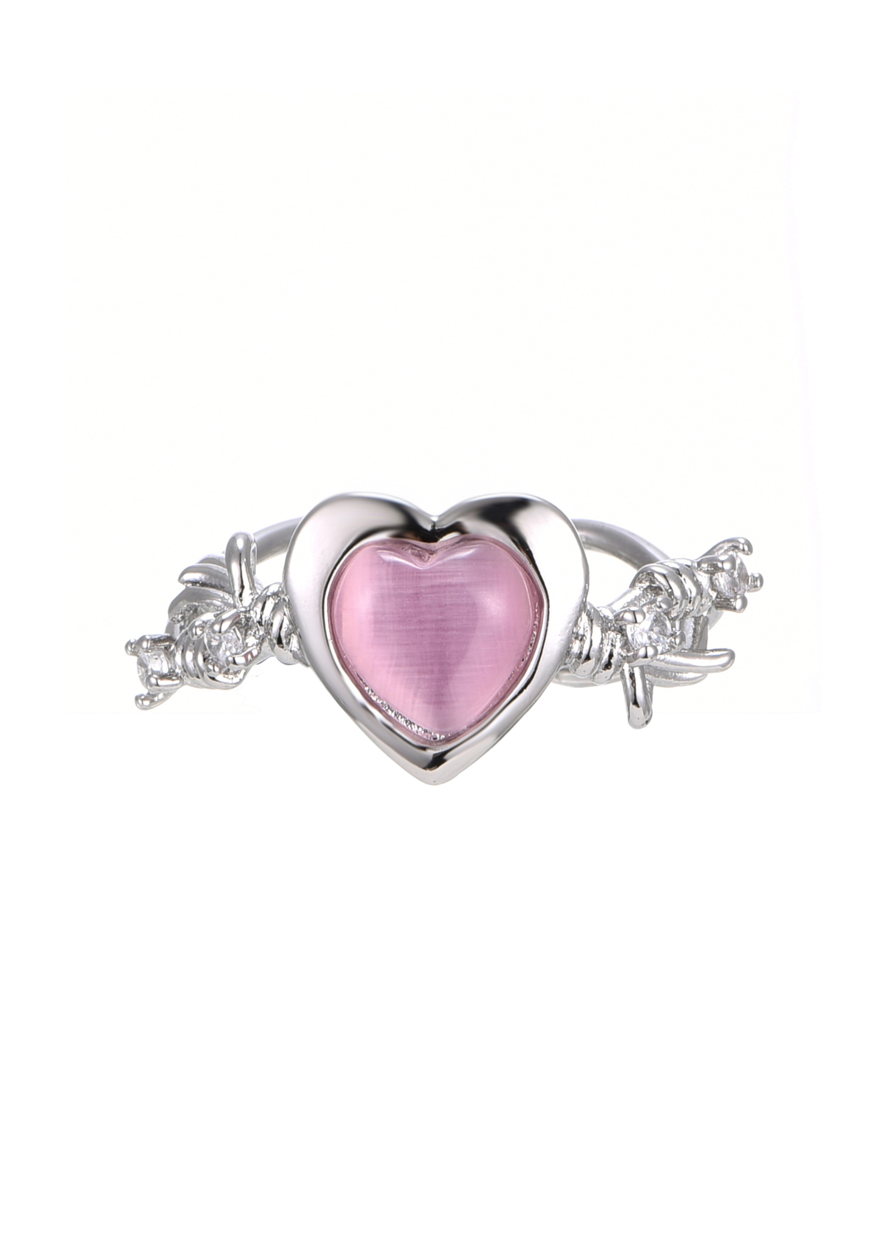 Cyberlove Pink Heart Silver Ring – Vintage Jewelry for Women