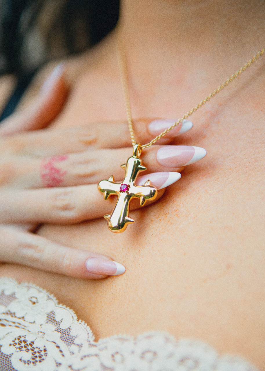Blissful Seraphim - Seraphim Cross Necklace in Golden