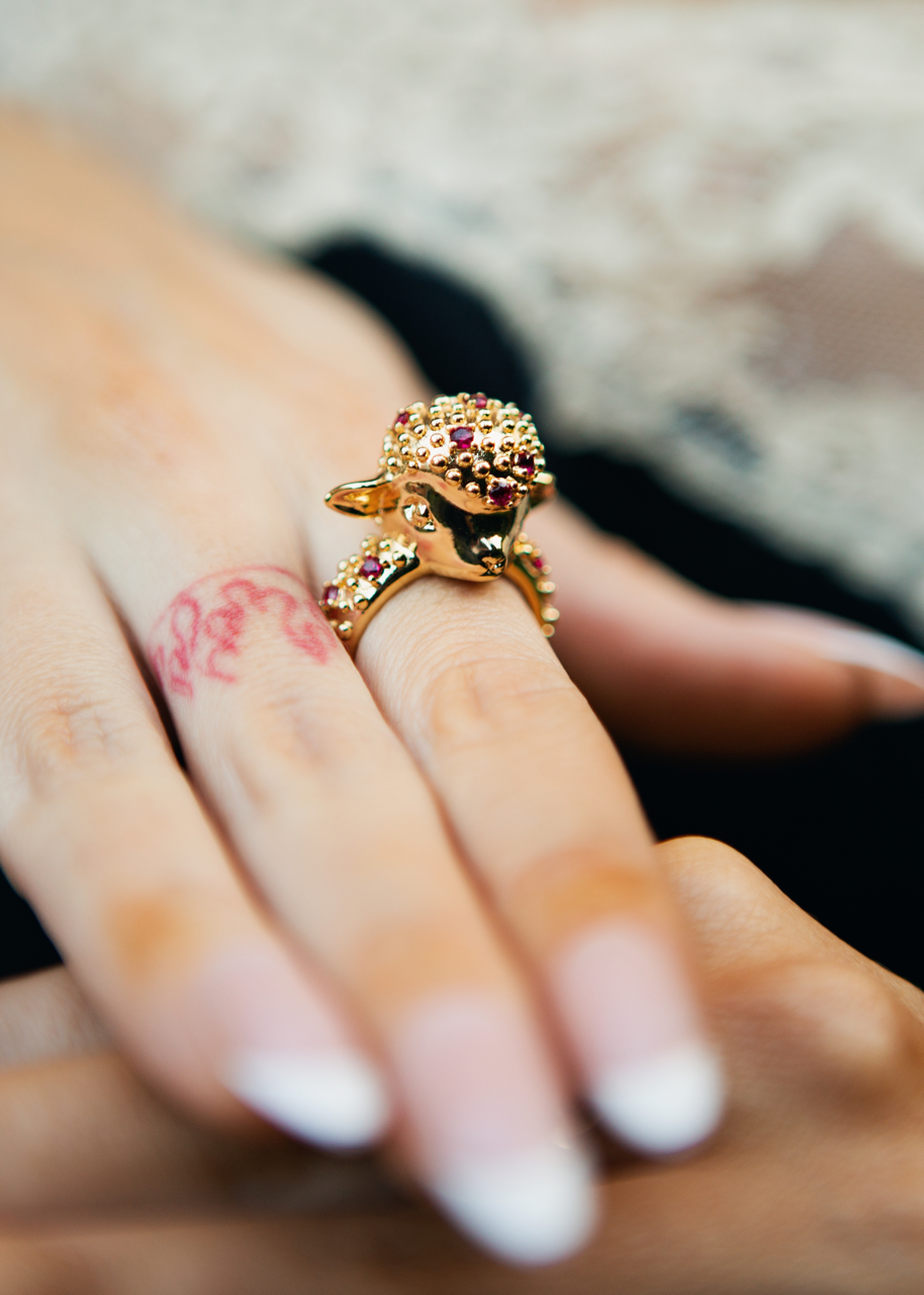Blissful Seraphim - Gentle Lamb Ring in Golden