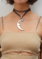 Lunar Eclipse Moon Silver Necklace