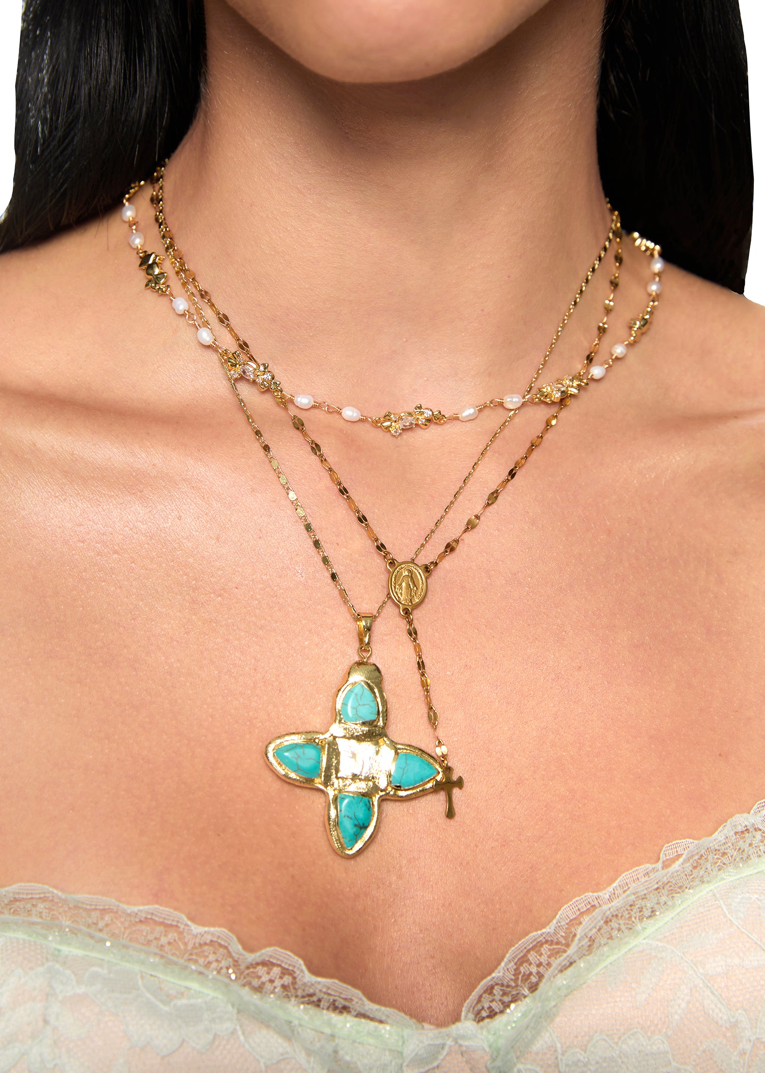 Martina Cross Long Chain Necklace
