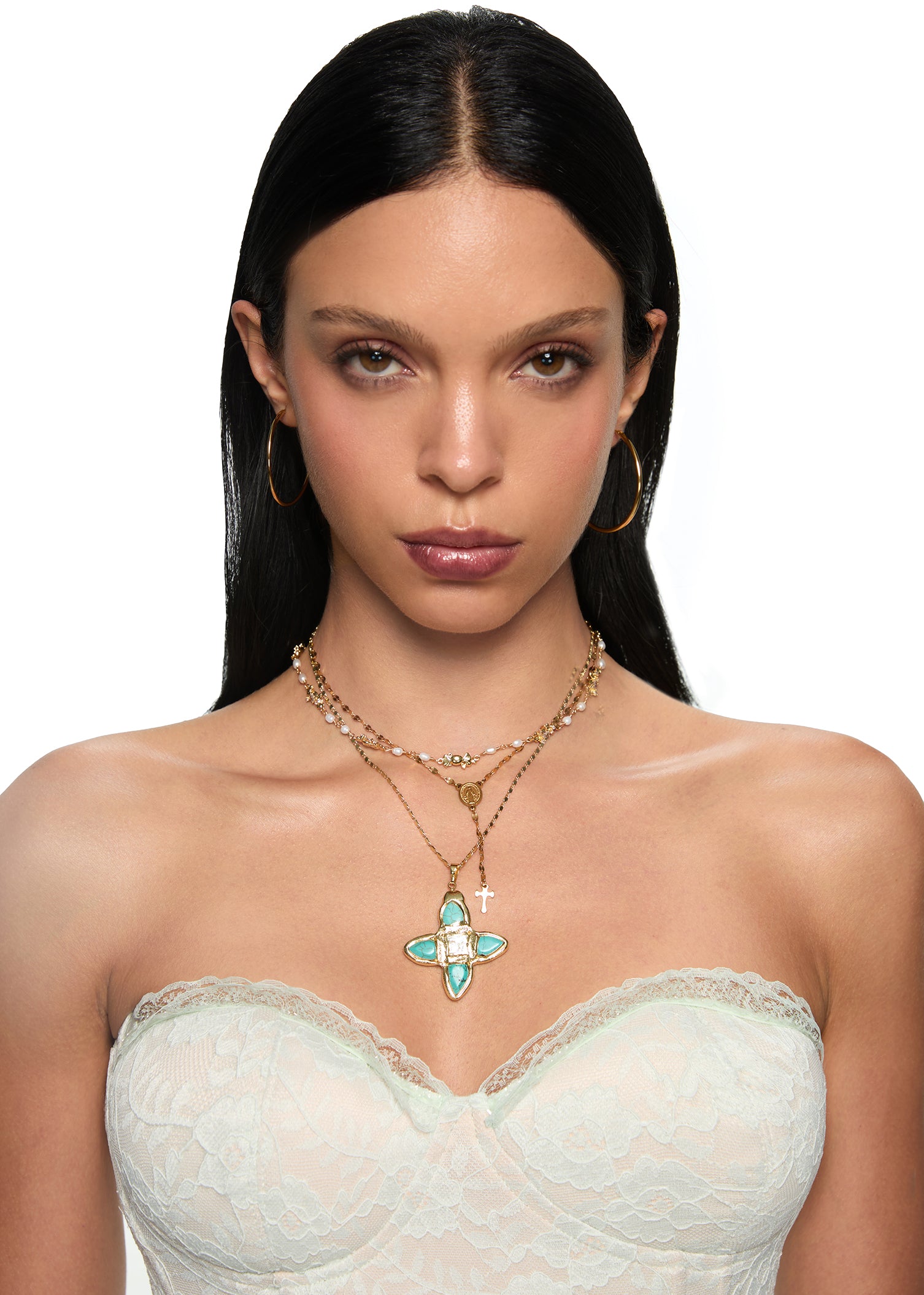 Martina Cross Long Chain Necklace