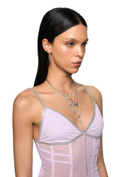 Martina Cross Long Chain Necklace - Silver
