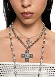 Val Duo Cross Silver Necklace