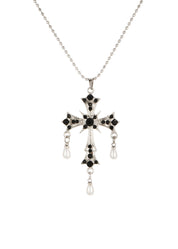 Kurt Cross Pearl Necklace - Silver
