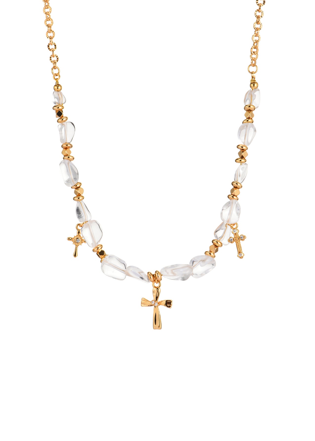 Crystal Soul Cross Golden Necklace