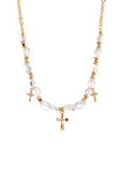 Crystal Soul Cross Golden Necklace