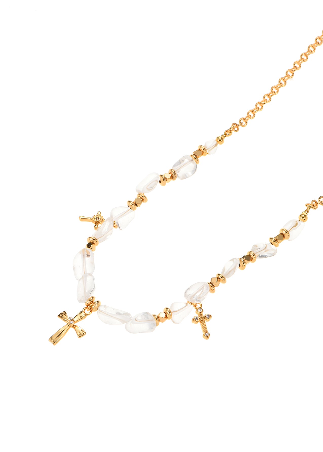 Crystal Soul Cross Golden Necklace