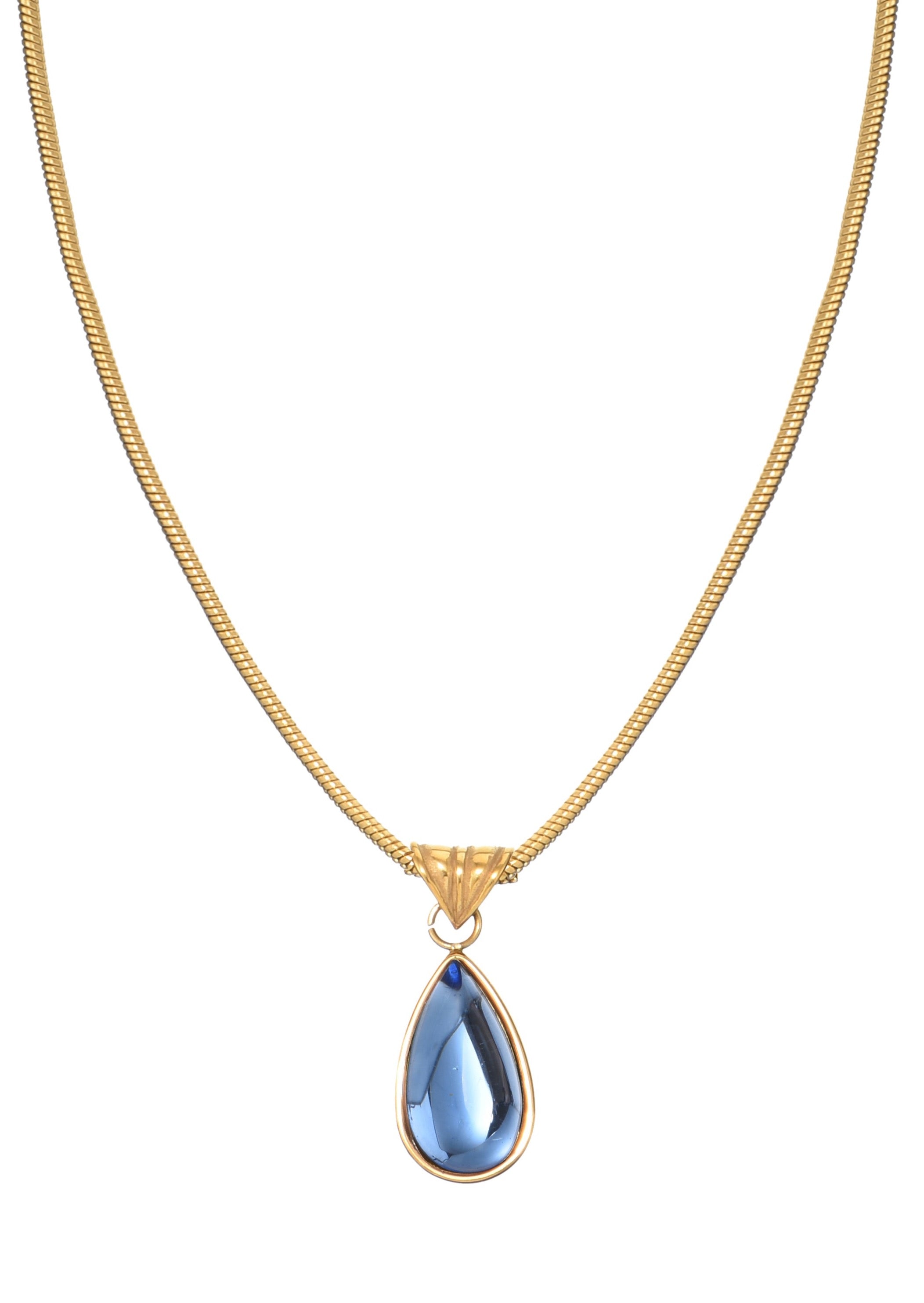 Rosalia Blue Stone Waterdrop Golden Necklace Maison Foufou