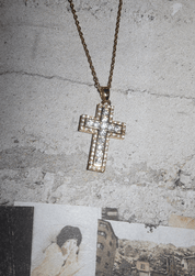 Raphaelle Glittering Cross Necklace - Green
