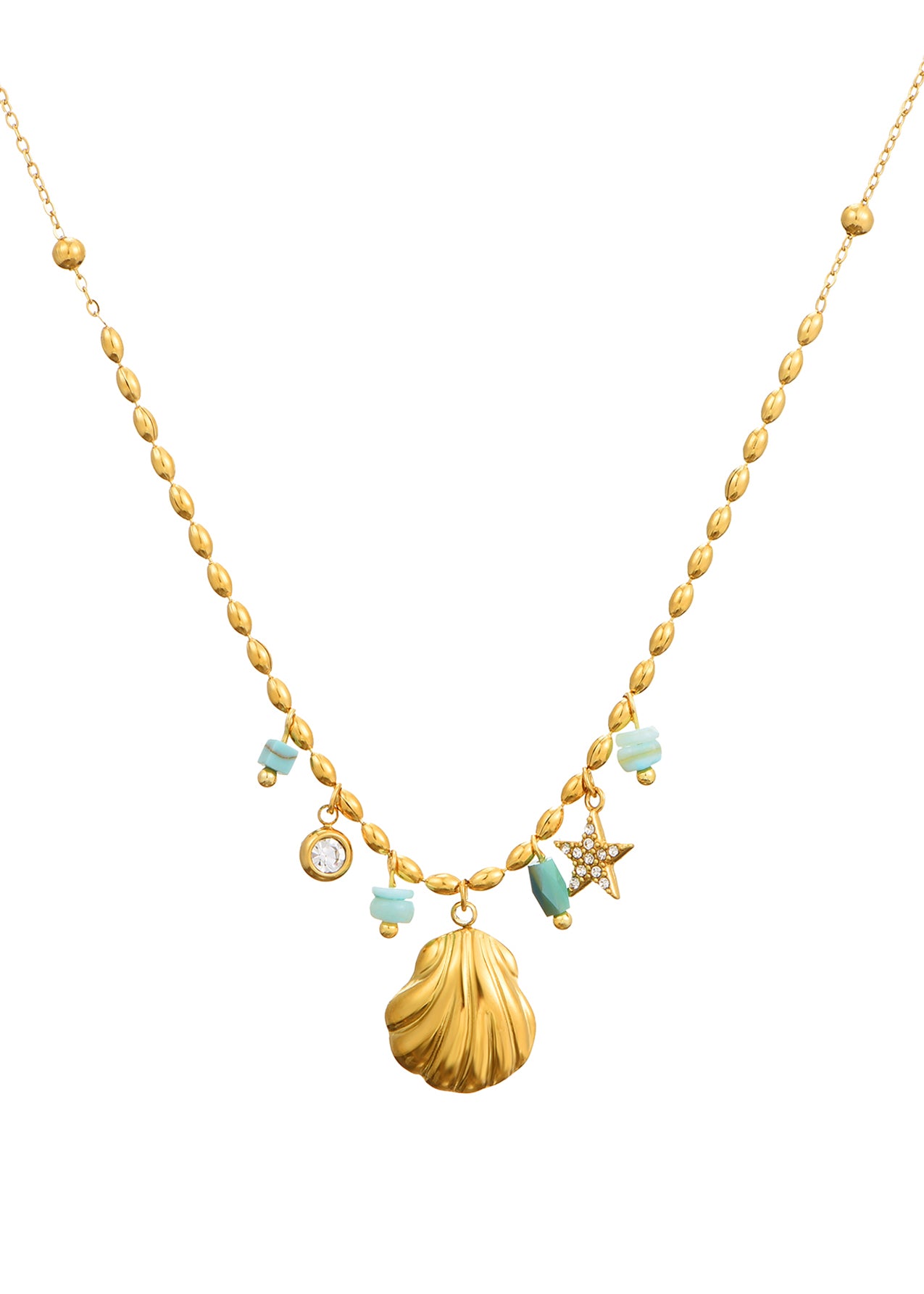 Sid Sea Shell Blue Golden Necklace