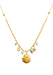 Sid Sea Shell Blue Golden Necklace