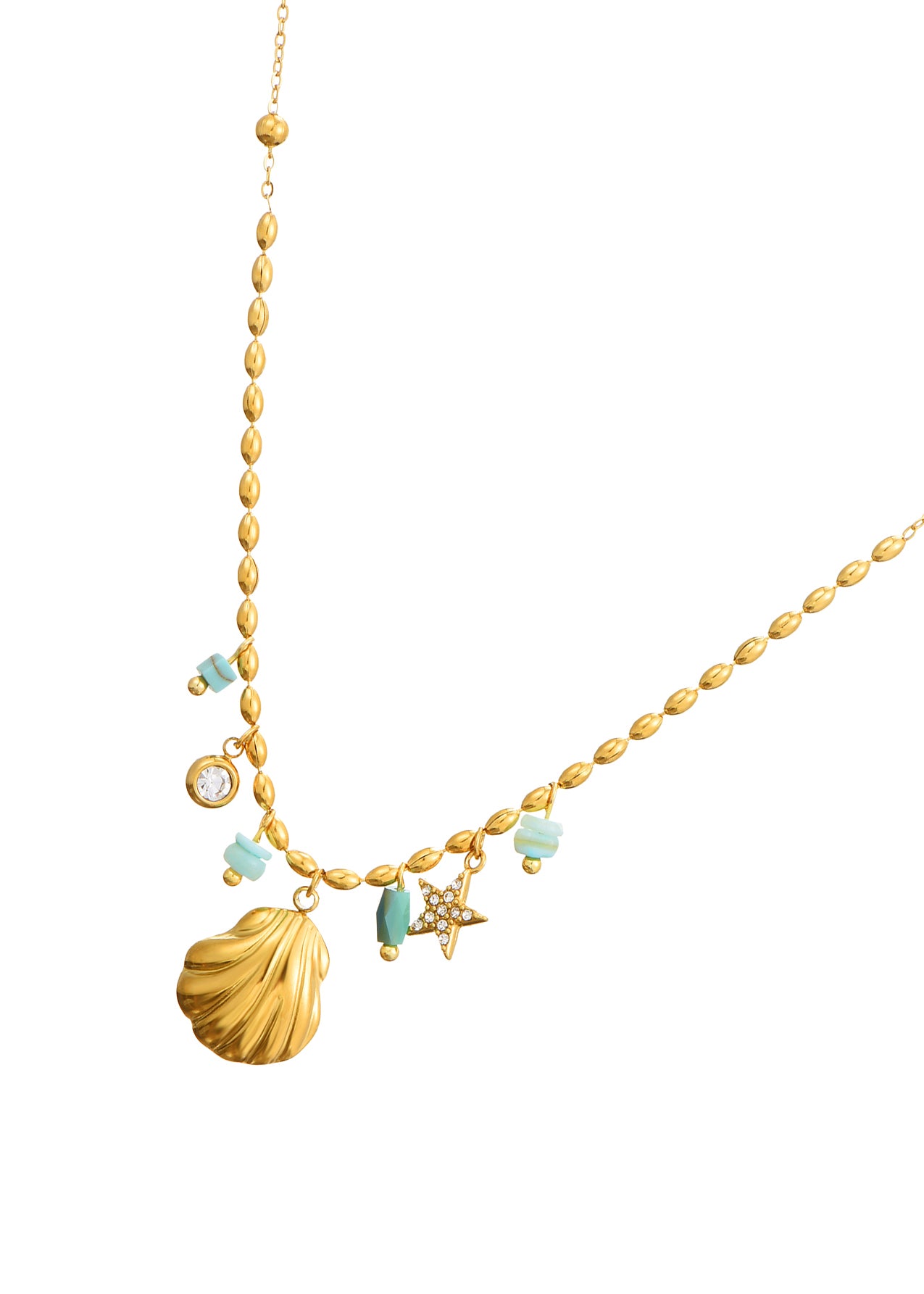 Sid Sea Shell Blue Golden Necklace
