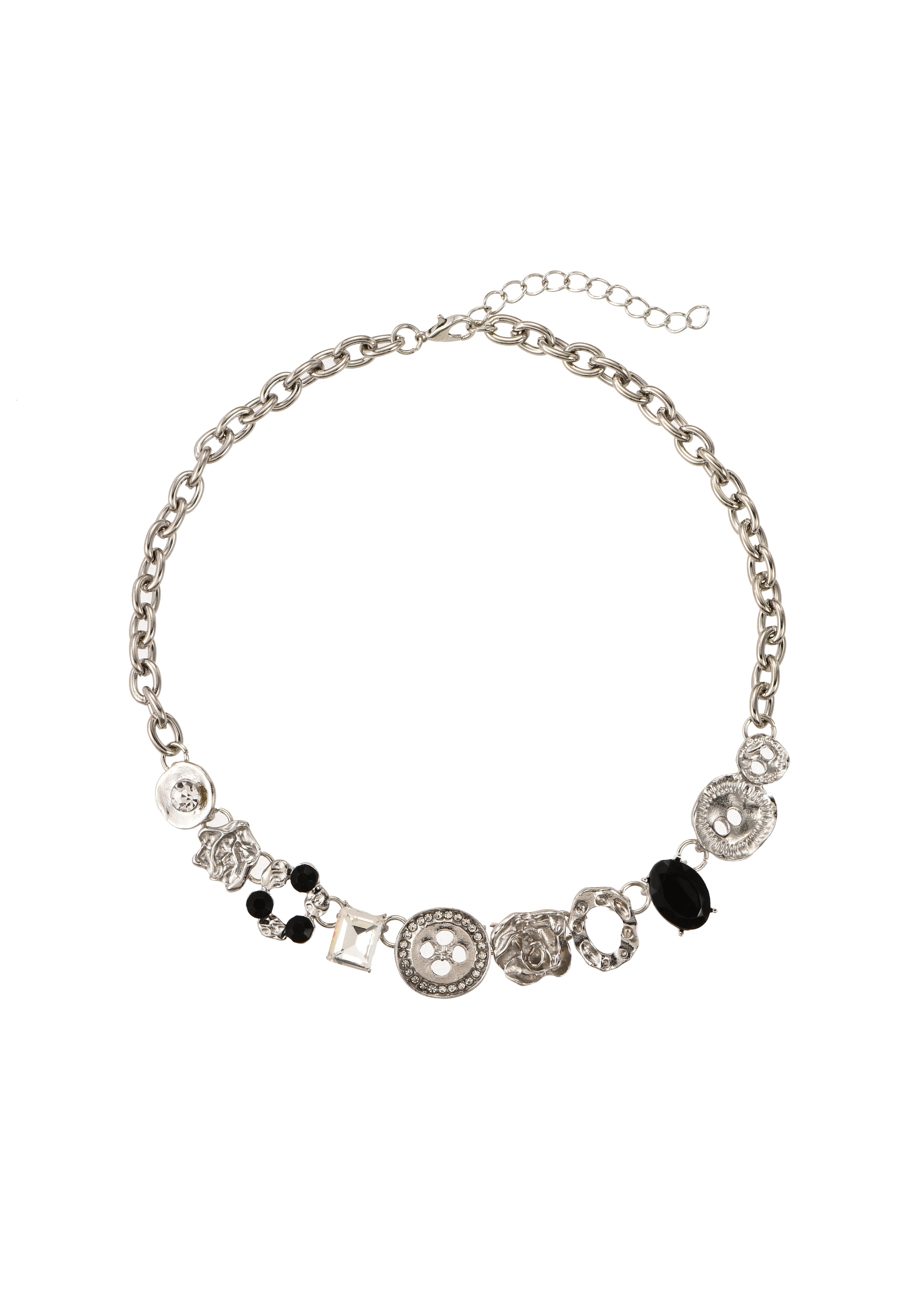 Dee Button Silver Necklace