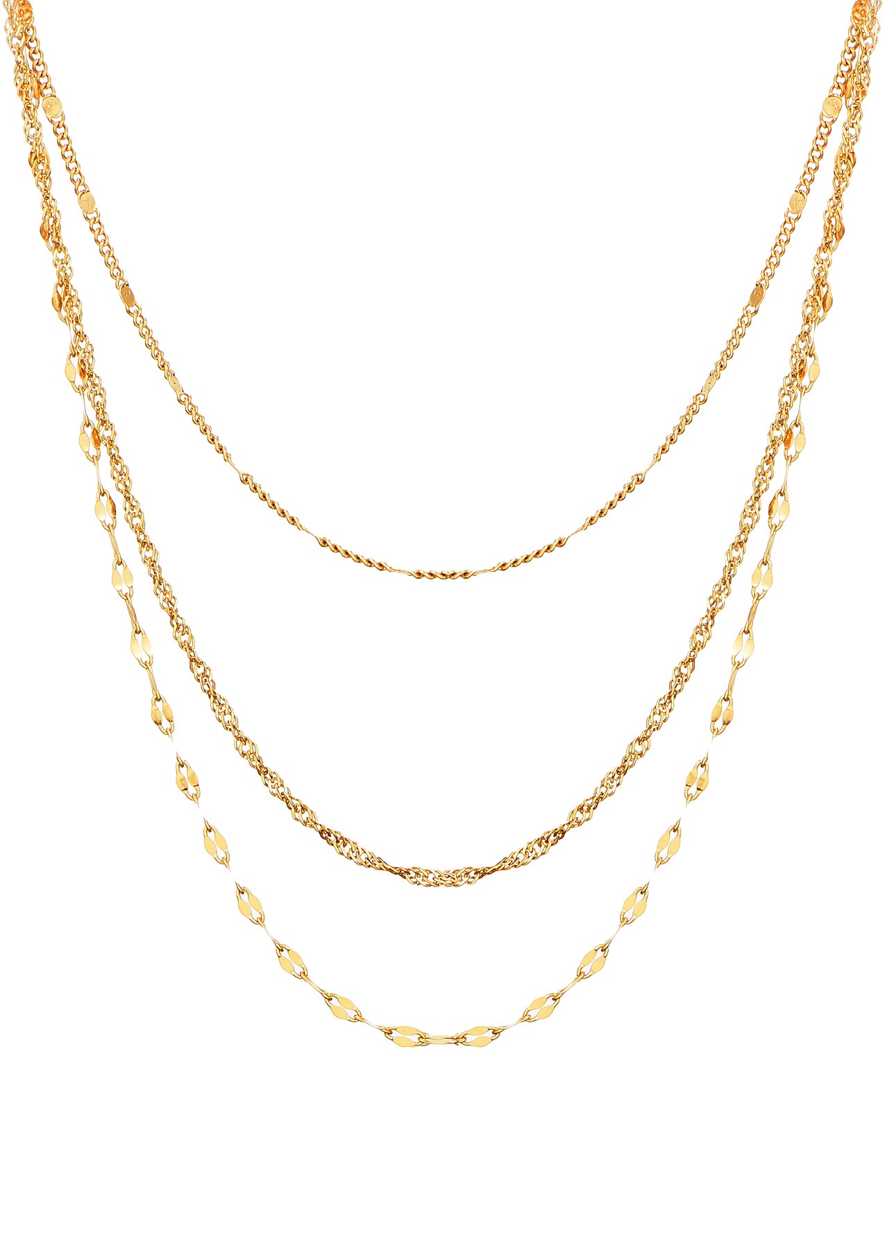 Star Trio-Layer Golden Chain Necklace