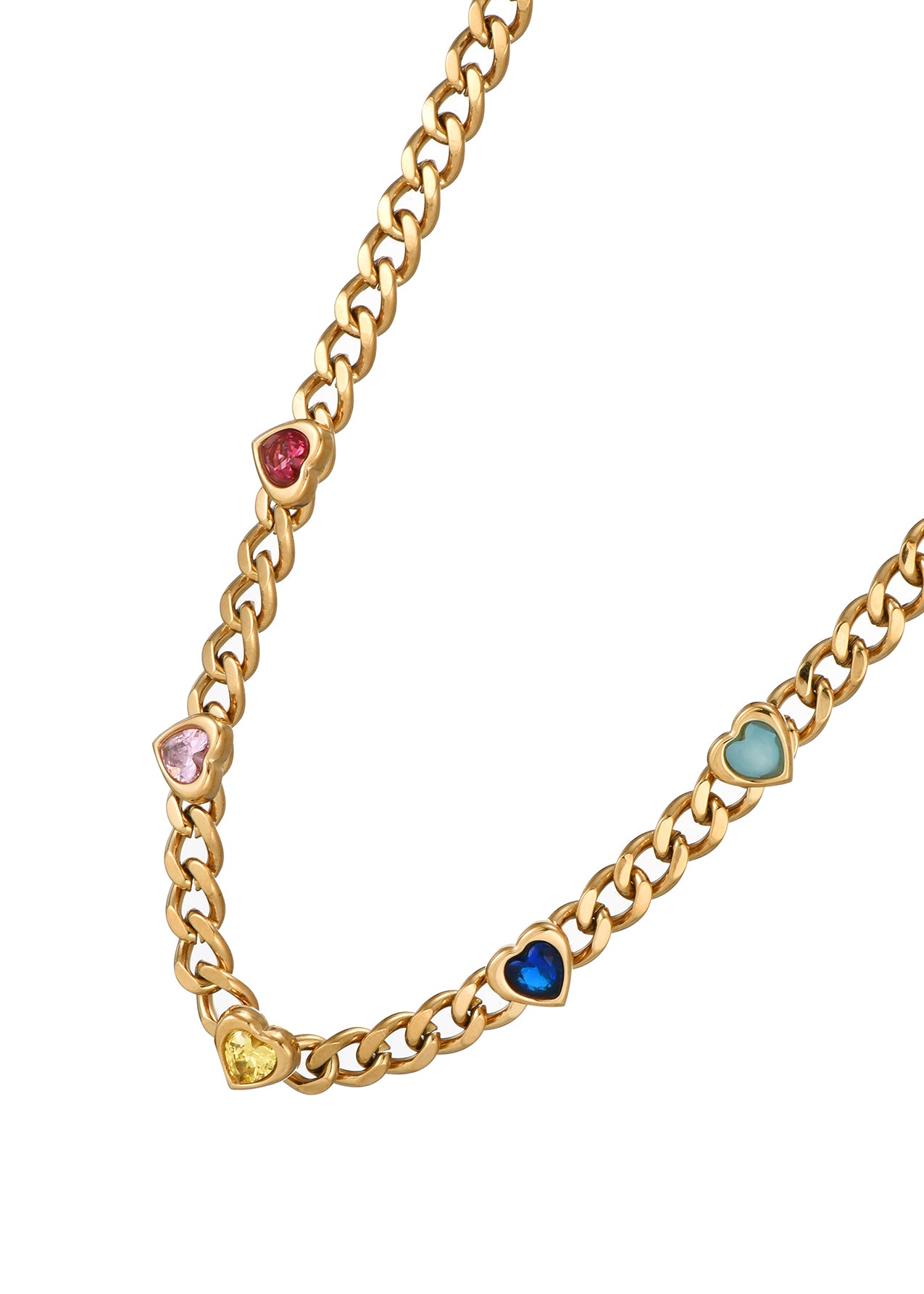 Sabino Colorful Love Golden Chain Necklace