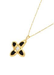 Lou Black Cross Golden Necklace