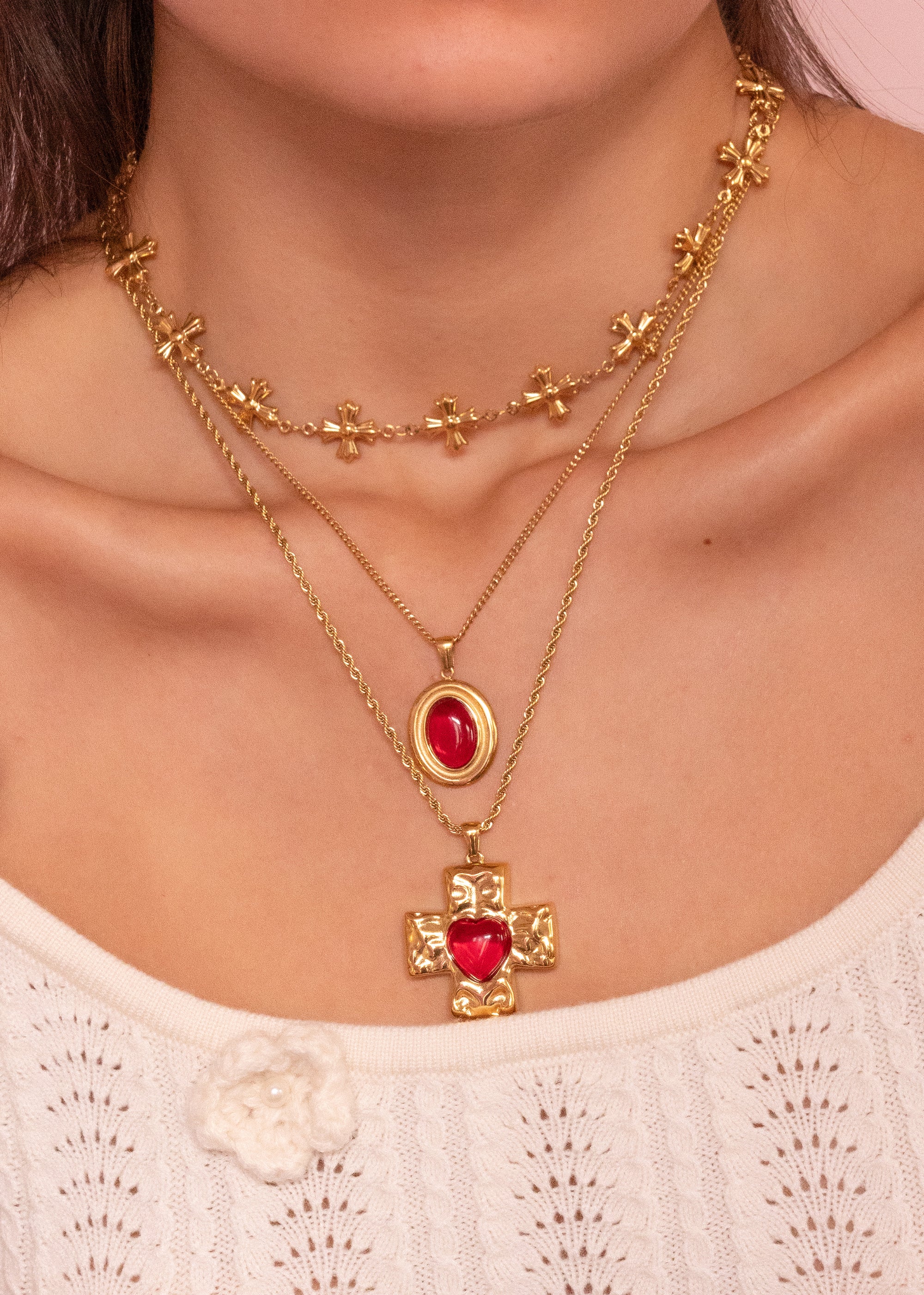Henri Gothic Cross Golden Necklace