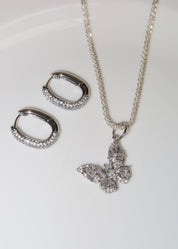 Diamond Leona Huggie Hoop Silver Earrings