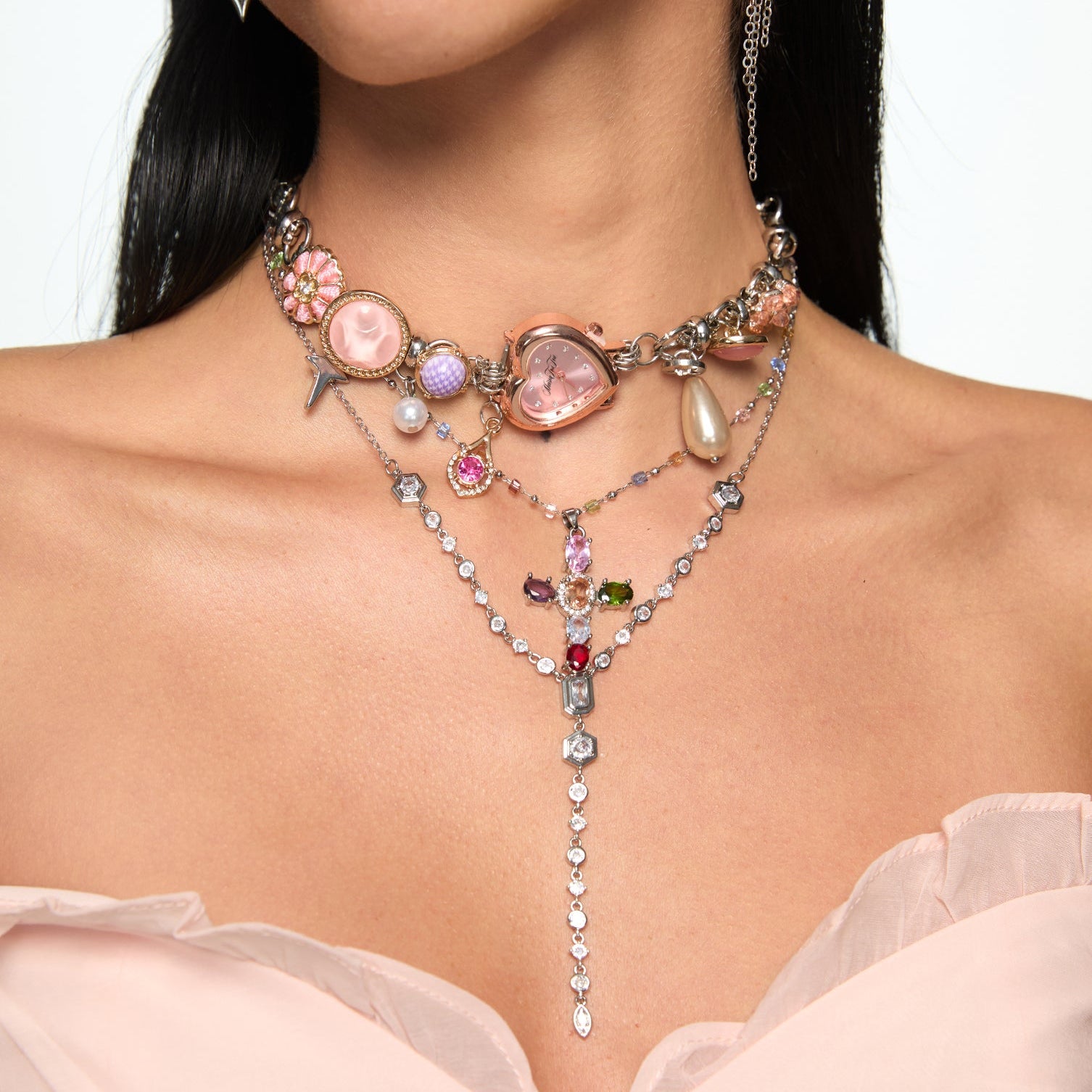 foufou romantic y2k necklaces stacks