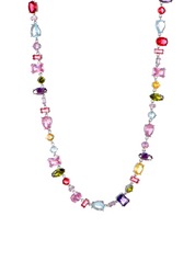 Kylie Colorful Crystals Silver Necklace