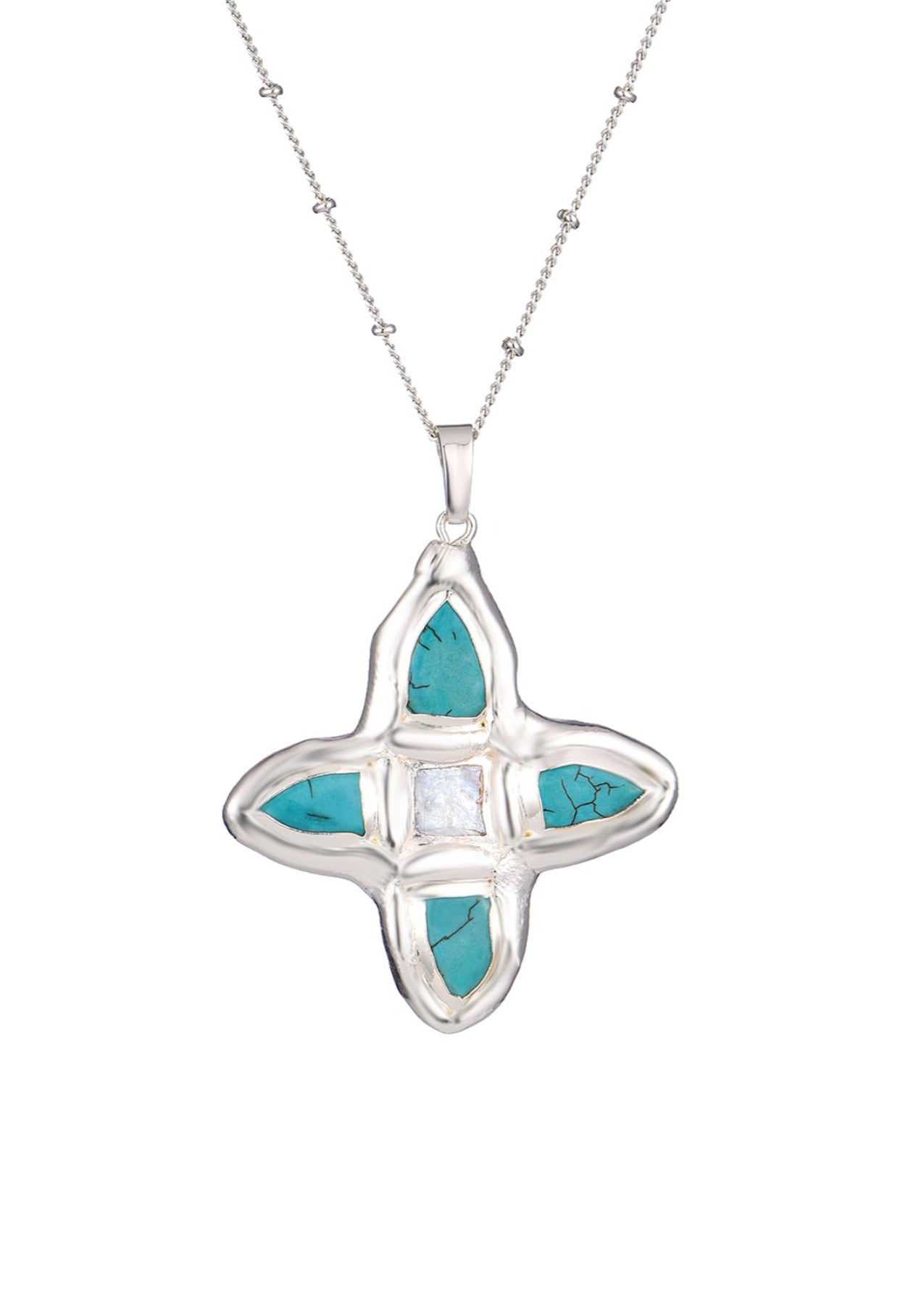 Lou Turquoise Shell Cross Summer Golden Necklace