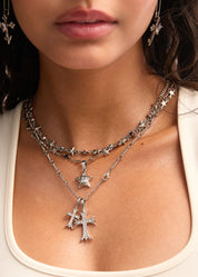 Val Duo Cross Silver Necklace