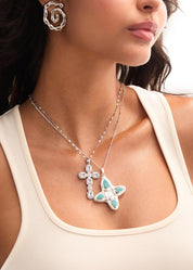 Scarlett White Silver Cross Necklace