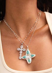 Scarlett White Silver Cross Necklace