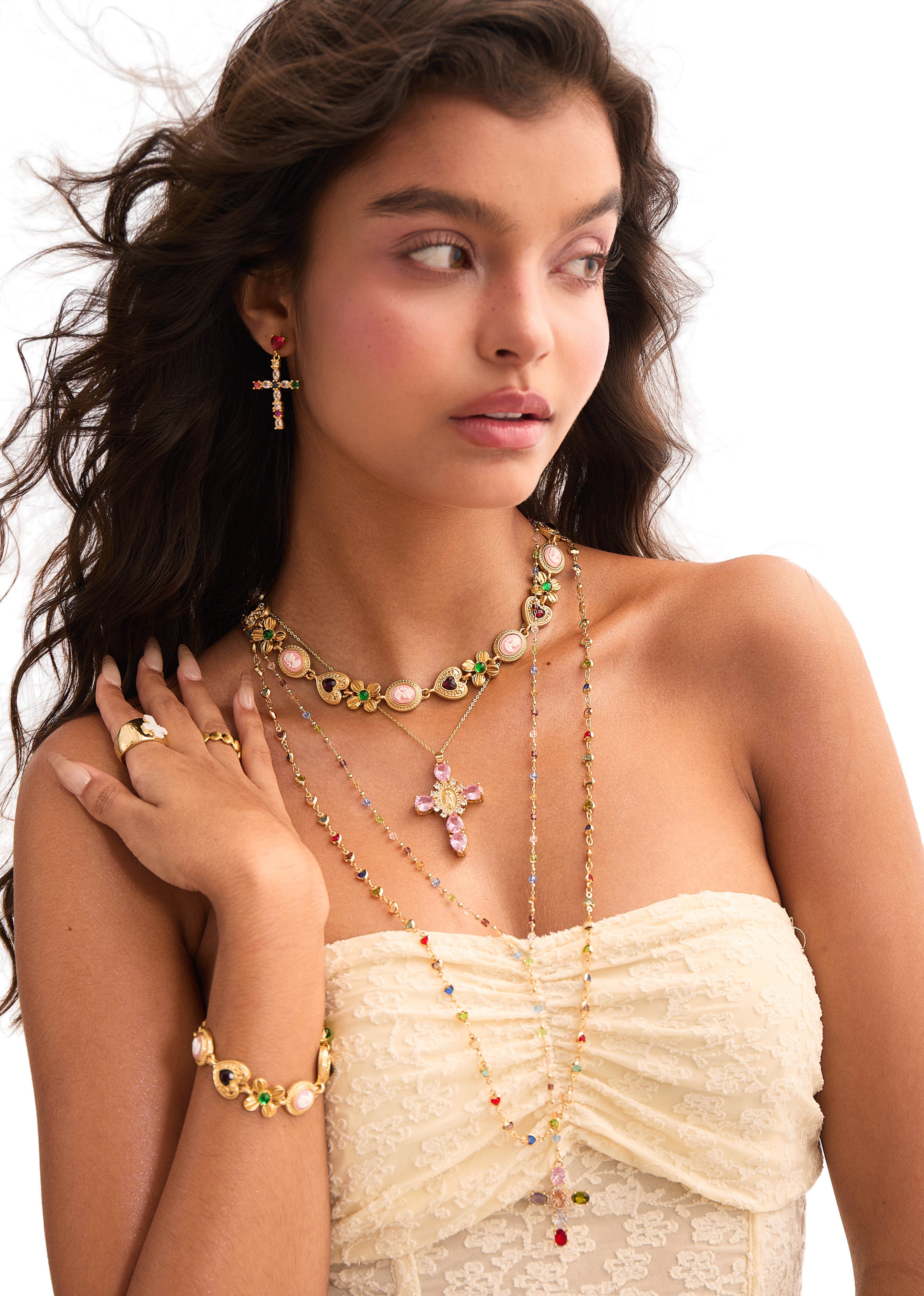 Amour Reine Colorful Love Cross Earrings